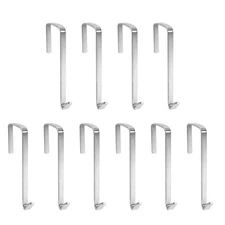 Vantasii 10 Pack Over The Door Metal Hook Hanger to Width: 0.2 inches, Silver 