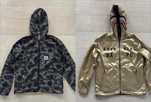 A BATHING APE (BAPE) Giacca reversibile A Bathing Ape Bape oro e verde militare taglia media mimetica