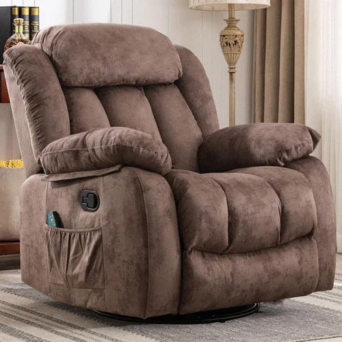 CANMOV Swivel Rocker Recliner w/Massage & Heat - 4-Point Vibration