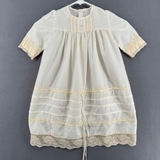 Vintage Baby Toddler Gown Baptism Heirloom Dress Cream Christening Lace No Tags