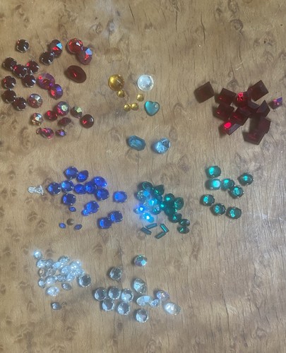 Lot Of 136 Rhinestones *Various Shapes And Colors*