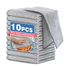 10 Double Layer Wire Dishwashing Rag,Microfiber Cleaning Cloth for Washing Dishe