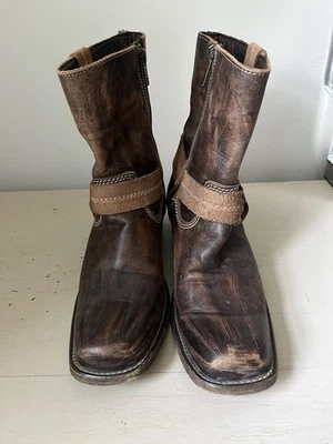 Bed Stu Women's Roma Brown Distressed Leather Ankle Boots Size 7.5 Harness Moto - Image 1 of 4