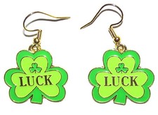 St. Patrick's Day Earrings, Lucky Shamrock, Green, Luck Of The Irish