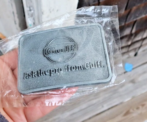 RARE Vintage Gulf Gas & Oil Collectibles Men's Belt Buckle Ask The Pro From Gulf