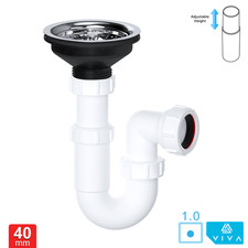Kitchen Sink Waste Kit Telescopic P U Bend Trap Basket Strainer Plug Single Bowl