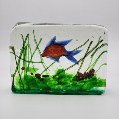 AVEM Murano Glass Block Aquarium 3.75''x5.25'' Fish