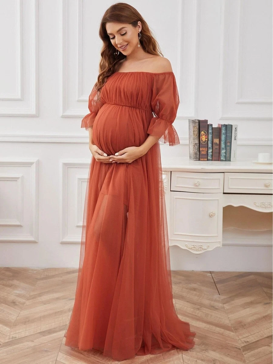 green emerald velvet dress White Tulle Maternity Photoshoot Dresses main image 0