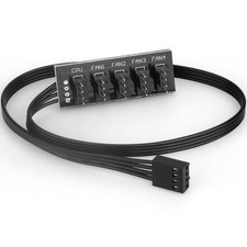 1 to 5 Fan Hub - PWM Splitter for Desktop PC Cooling, Compatible with 3PIN/4PIN