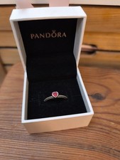 RARITÄT kombinierbarer Pandora Ring "One Love" 925 Silber Herz rot Rubin Gr 52
