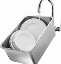 Stainless Steel Dish Basin 18L Kitchen Sink Tub Dishpan 15.74x11.8x5.9 Inch
