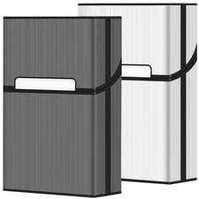 Roygra Cigarette Case, Brushed Aluminum Magnetic 20 Capacity - 2 Pack 