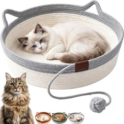 Handwoven Cat Basket Rope Cotton Instinct Round Pet Boho Catbed