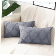 Throw Pillow Covers 12x20 Inch Set of 2, Soft 20" x 12" Pack of 2 Blue Grey
