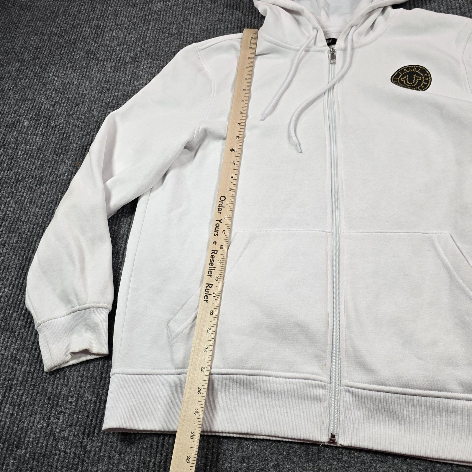 True Religion Hoodie Mens XL White Full Zip Rope Logo Graphic Sweatshirt thumbnail 5