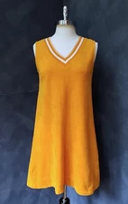 Vintage 70s Orange Velour Terrycloth Mini Dress XS/S VGUC