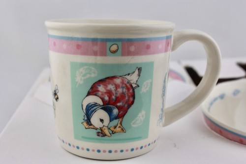 WEDGWOOD 3 PIECE SET JEMIMA PUDDLE-DUCK BOWL CUP PLATE BEATRIX POTTER TODDLER - Picture 6 of 10
