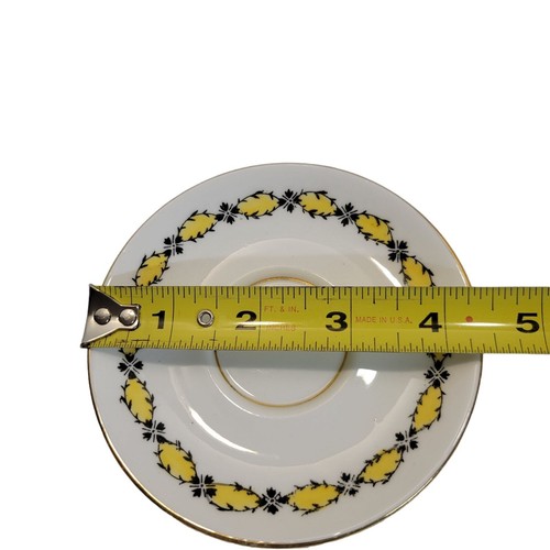 Vintage Alfred B Pearce Bone China Demitasse Yellow & Black Cup & Saucer Set - Picture 7 of 8