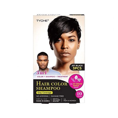 TYCHE HAIR COLOR SHAMPOO 3 IN 1- JET BLACK 3PK