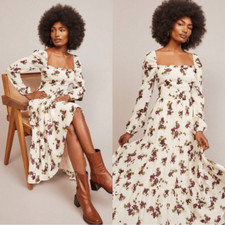 Reformation Kellie Maxi Cream Dress Grape Size 4