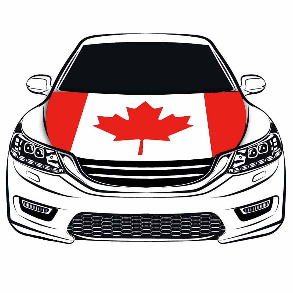 Canada Flag Car Hood Cover - Universal Fit, Elastic Fabric with Triangle Fasteners