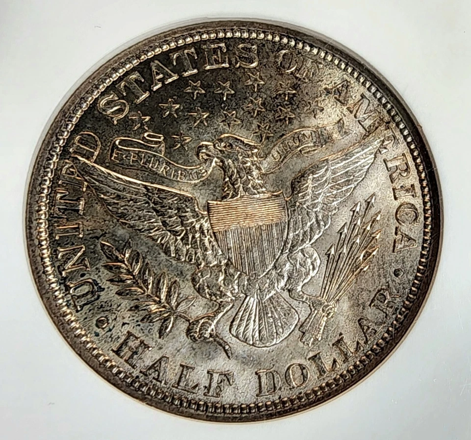 CHOICE 1912 Barber Half Dollar 50C NGC MS62 Brilliant Uncirculated, Nice Toning - Image 4 of 4