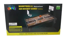 Real Wood Games Shoot and Score Basketball & Air Hockey 2-in-1 Tabletop Game