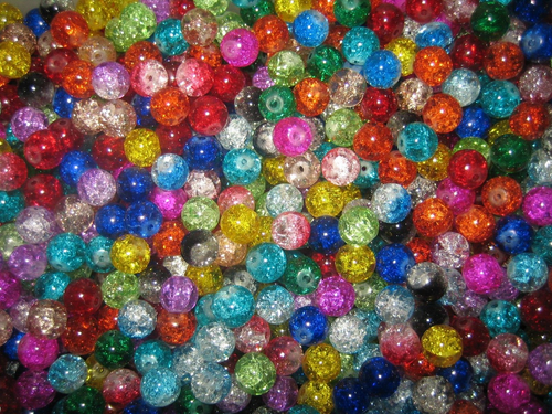 GLASPERLEN MIX Crackle - Crash Perlen  10 mm   40 Stück bunte Mischung - Afbeelding 2 van 3