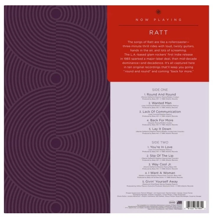 RATT - NOW PLAYING - RED COLOURED 12" VINYL LP RECORD SEALED LIMITED EDITION - Image 3 of 3