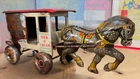 1930s Marx Toyland's Farm Products Milk & Cream Tin Litho Dappled Horse Wagon