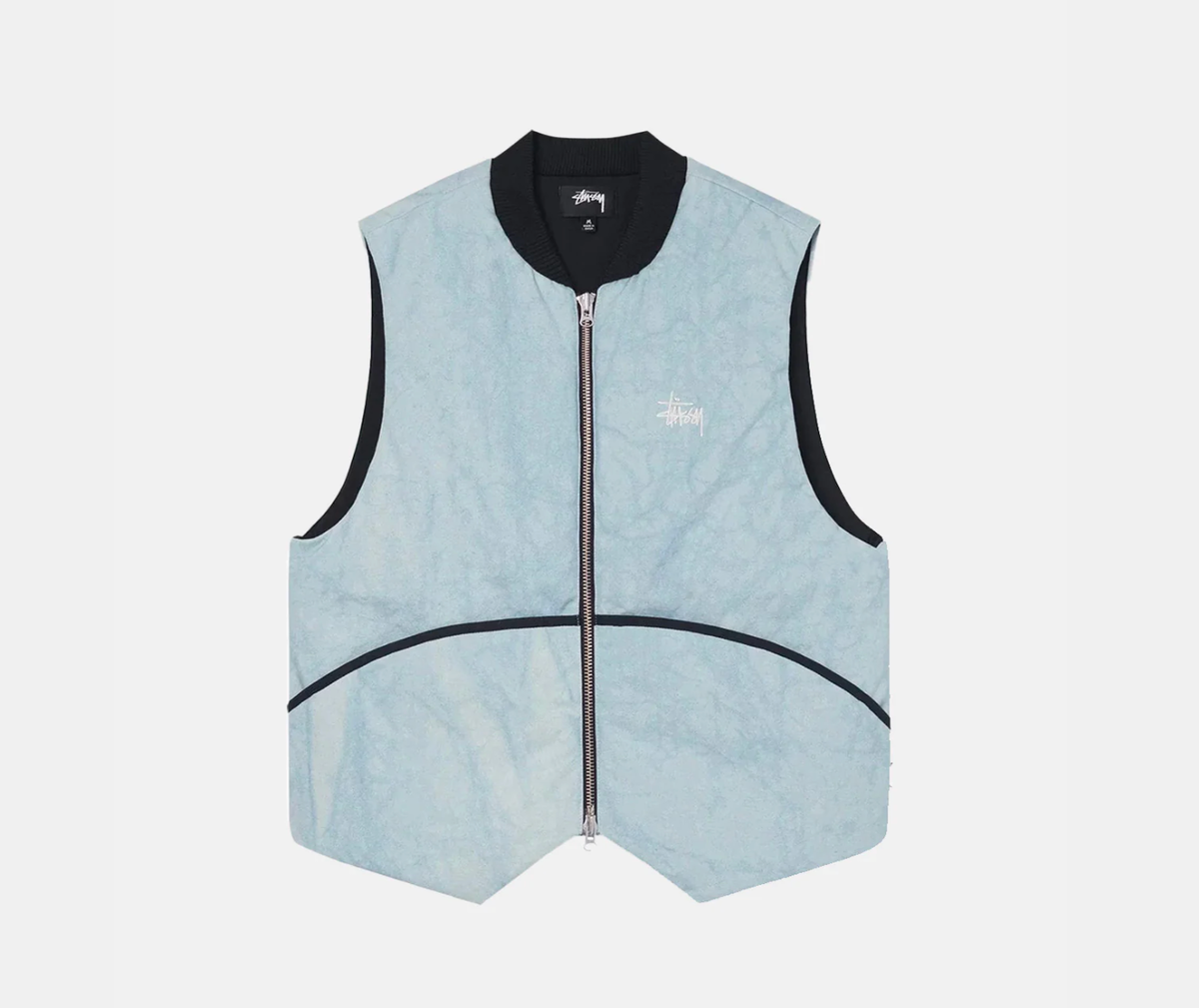 Stussy Washed Canvas Primaloft Vest Light Blue Black Zip Stussy Washed Canvas Primaloft Vest Light Blue Black Zip