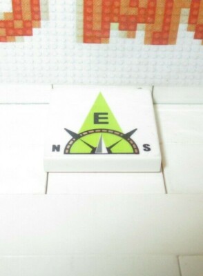 Lego - 1x mit Kompass Ost 'E' in Lime Pointer Pattern 3851 3068bp0356