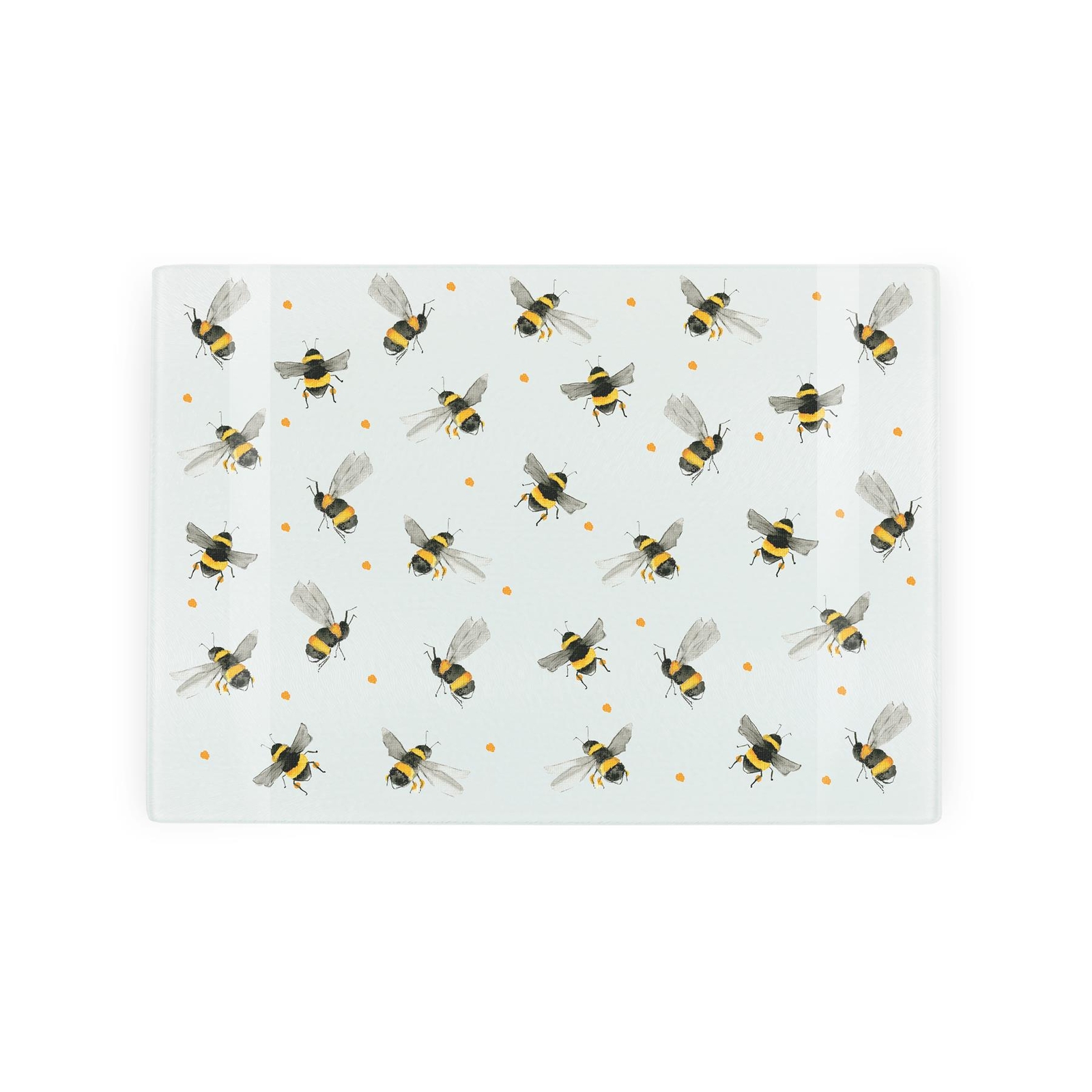 Watercolour Bees Small Glass Worktop Protector - Textured Chopping Board