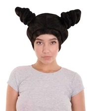 Lady Black Two Buns Wig Cosplay Nicji Minaj Chun Li Halloween Party Hair HW-3759
