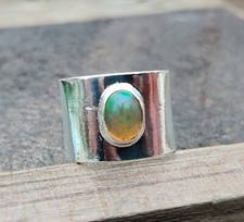 Ethiopian Opal Ring 925 Sterling Silver Handmade Opal Jewelry All Size MO*