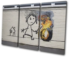 Banksy Graffiti School Street Art Urban TREBLE CANVAS WALL ART Picture Print