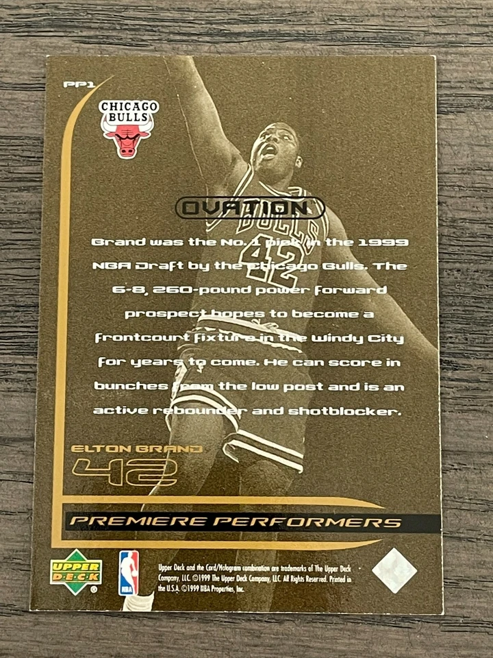 1999-00 Upper Deck Ovation Premiere Performers Elton Brand #PP1 - Image 3 of 3