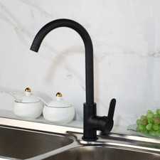 Bathroom Swivel Faucet Black Single Hole Deck Mount Basin Vessel Sink Mixer Taps