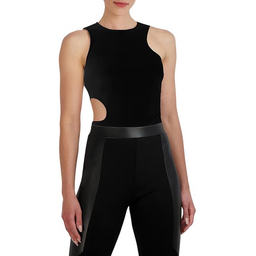 BCBGMAXAZRIA Womens Black Cut-Out Tank Thong Bodysuit Shirt S BHFO 6798