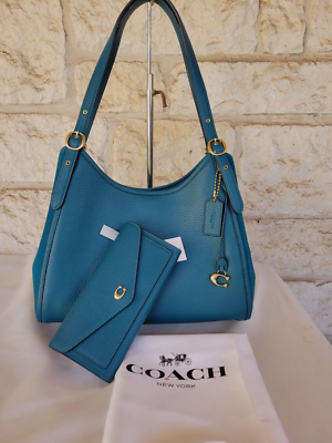 NEW Coach Lori Leather Shoulder Bag, Dust bag & Wallet SET Deep