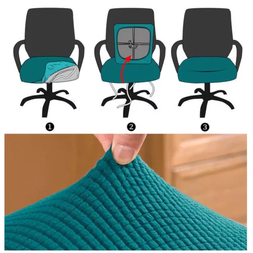 Cubierta de silla de computadora de oficina elástica giratoria protectora de asiento de trabajo de escritorio - Imagen 6 de 37