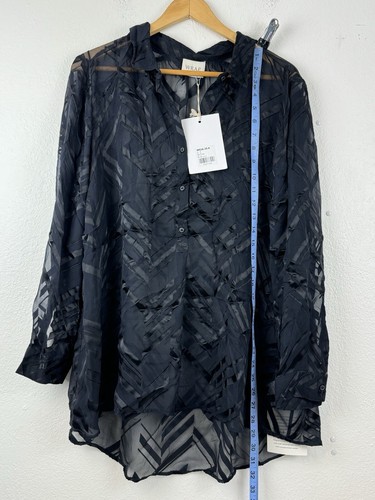 Wrap London Poetry Tunic Chiffon Blouse Button Up Size 16 Deep Indigo - Picture 6 of 7