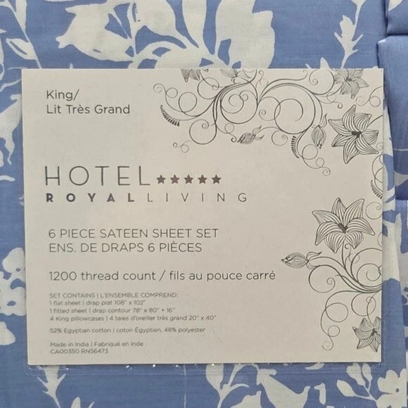 Juego de sábanas estampadas Hotel Royal Living King 6 piezas 1200 hilos algodón egipcio Foto 2 de 4