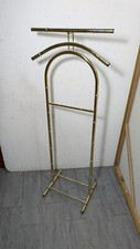 Vintage Gold Metal Faux Bamboo Valet Butler Stand Hollywood Regency Suit Rack B2