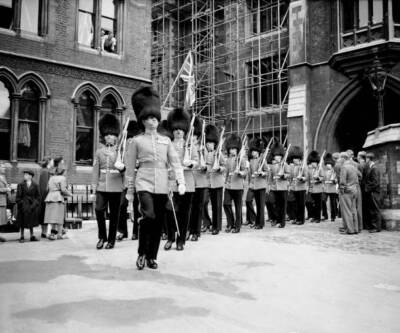 The Queen's Company Grenadier Guards marching into Dean's Yard- 1953 Old Photo
