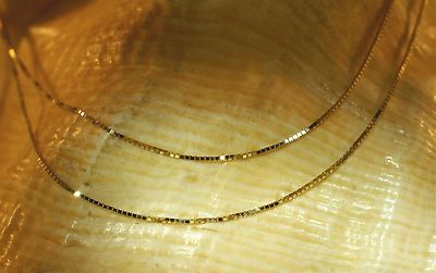 0.7MM PETITE 14K YELLOW GOLD PAVE-CUT DC BOX CHAIN NECKLACE 16''-24'' 1.5-2.1GR #2