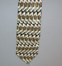 Insignia GREEN BROWN GOLD Tones Silk 58" Neck Tie made in USA #172