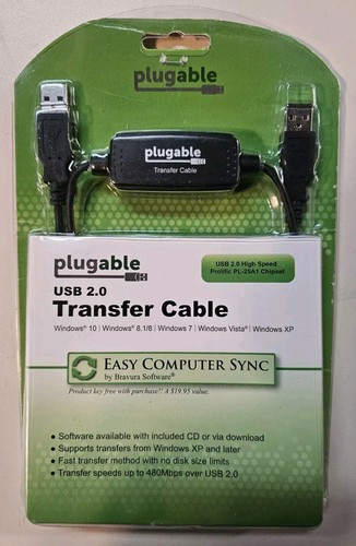 Plugable USB 2.0 Easy Transfer Cable USB-EASY-TRAN - 第 1/2 張圖片