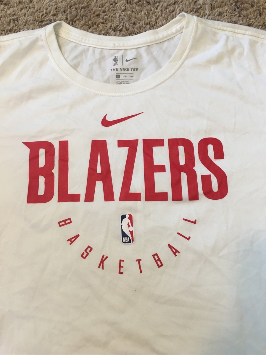 Portland Trail Blazers Men T-Shirt 3XL White Nike Dri-Fit Short