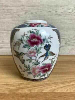 Atemberaubende Kolibri und Blumen Vase 5'' hoch 